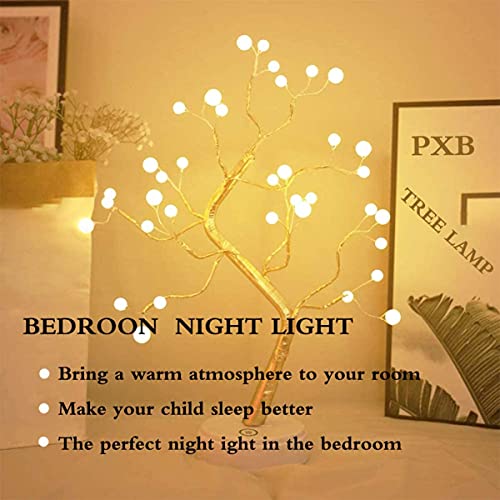 Image of Tabletop Bonsai Tree Light with 36 Pearls LED, Battery /USB Operated DIY Artificial Lamp Fairy Light Spirit Tree Christmas Sparkly Tree lamp Desktop Decoration for Bedroom Night Lights for Kids