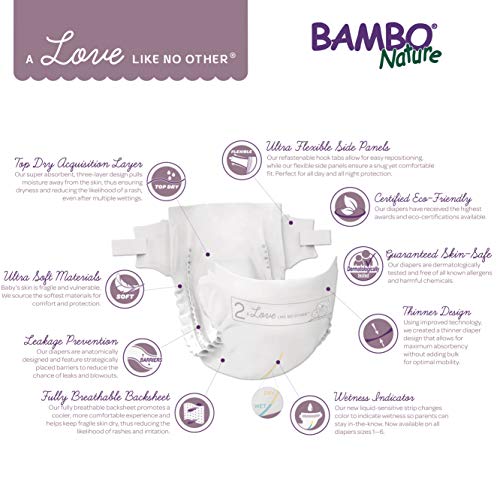 Bambo Nature Eco Friendly Premium Baby Diapers for Sensitive Skin, Size 4 (15-40 lbs), 30 Count