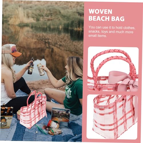 FRCOLOR Retro Literary Style Woven Bag for Women Capacity Beach Bag Outdoor Pouch for Photography Props3