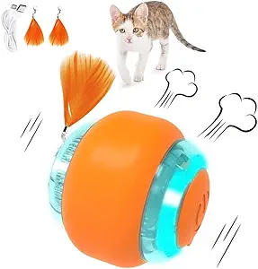 Goofy Tails Smart Ball Interactive Toy for Cats and Kittens 6cm | 360 degree Rotating Cat Toy Ball | Ideal for Indoor & Outdoor Play | USB Rechargeable Automatic Rotating Ball with LED