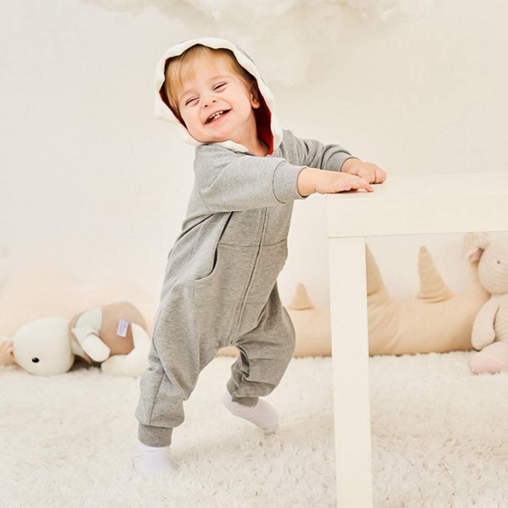 ALLAIBB Baby Infant Shark Costumes Outfit Cotton Romper Cute Jumpsuit Hooded Outwear for Toddler Baby Boys Girls 3-24M