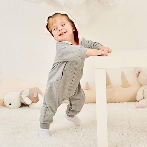 Miniatura 5 de ALLAIBB Disfraz de tiburón para bebé, mameluco de algodón con dibujos animados 3D, lindo overol con capucha para bebés, niños y niñas, 3-24 meses