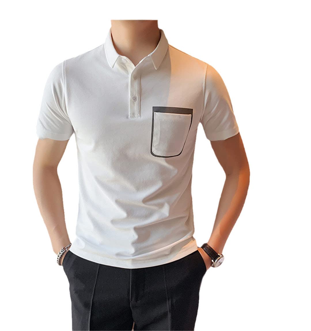 Sommer Casual Poloshirt Männer Kurzarm Umlegekragen Verkauft Farbe Poloshirt Für Männer Plus Größe White Asia XL 64-69kg