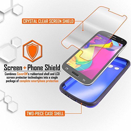 Coveron For Samsung Galaxy Avant Case Hard Soft Dual Layer Hybrid Case W/Clear Anti-Glare Sreen Protector - White Hard Black Tpu #TOP4