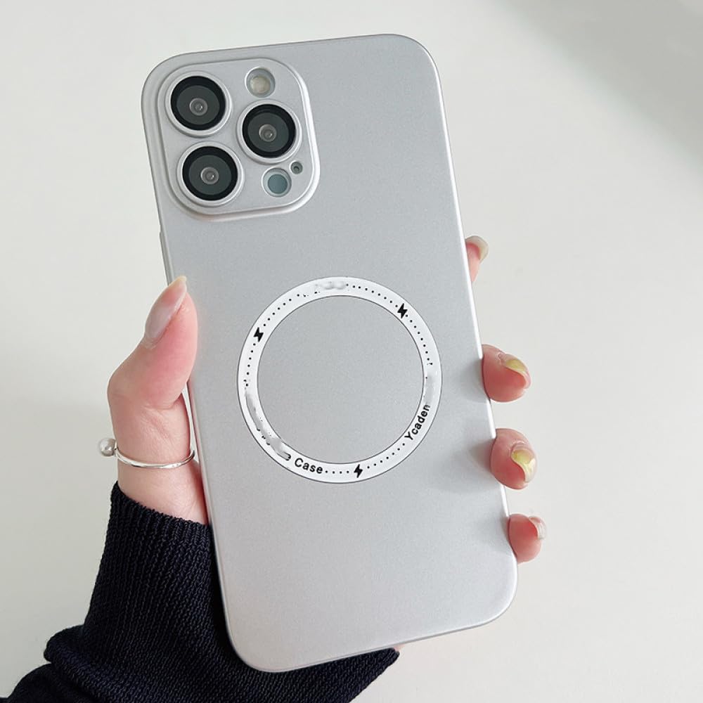 Coque Rigide PC Magnétique pour iPhone 14 Pro Max avec Protection Caméra Intégrée YKD Argent - 6