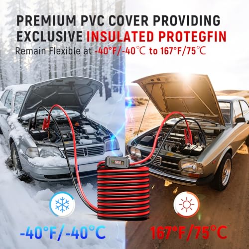 Image of TOPDC 2 Gauge 20 Feet Jumper Cables with Reverse Polarity Protection for Car, SUV and Trucks Battery, Heavy Duty Automotive Booster Cables for Jump Starting Dead or Weak Batteries with Carry Bag