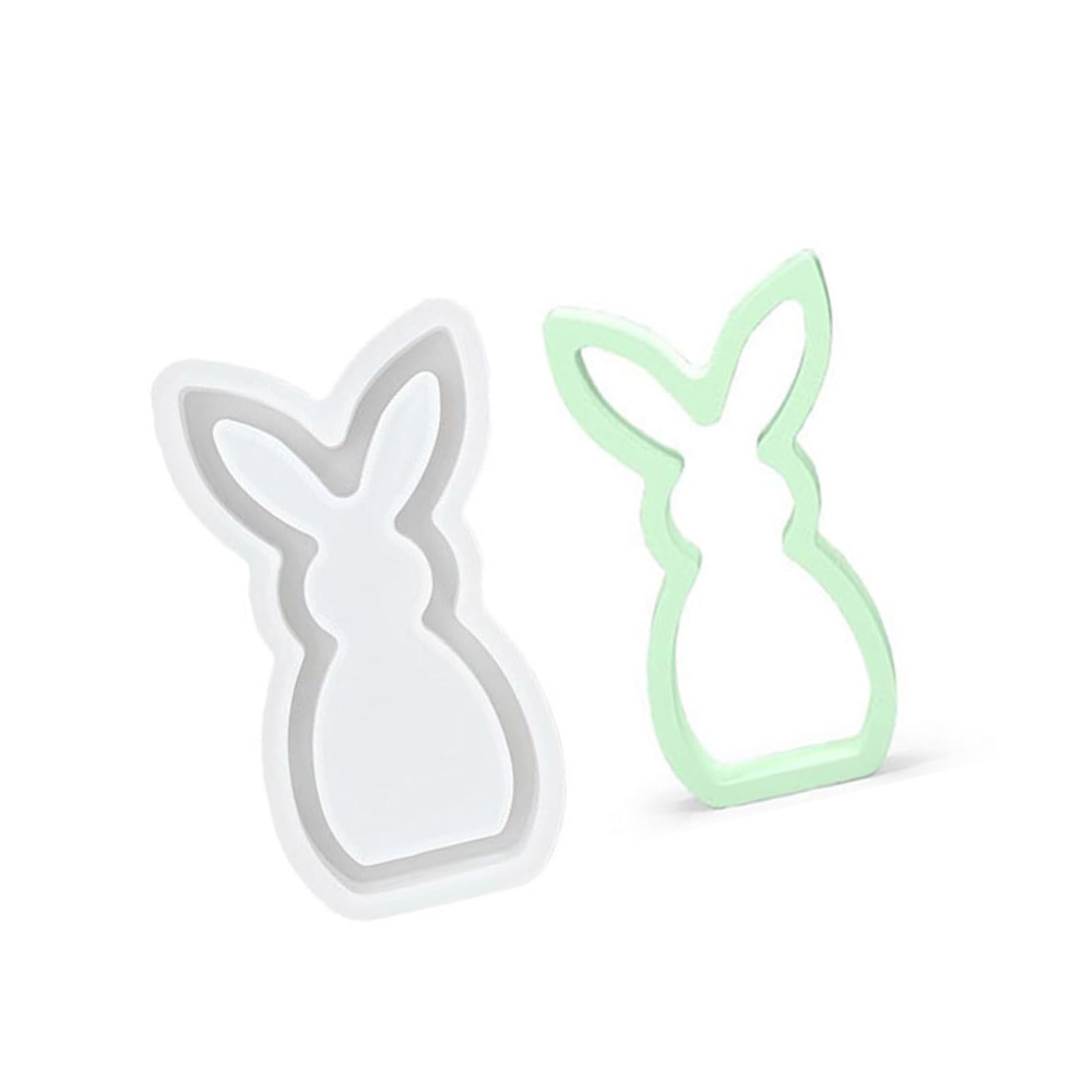 Jazuaiao Hollow Easter Hare Silicone Molds Easy Demold Multipurpose Silicone for Epoxy Resin Soap Hare Design