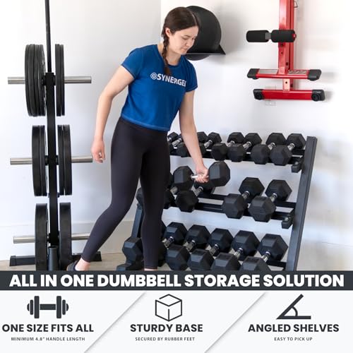 Synergee 3-Tier Dumbbell Rack Multilevel Weight Storage Organizer for Home - Large