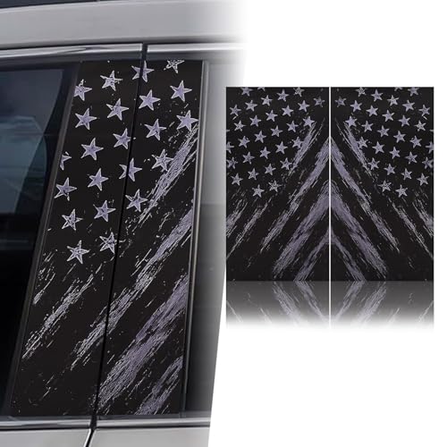 Image of Blueshyhall 2PCS Car B-Pillar Vinyl Decals, Black Star Spangled Banner Personalized Vehicle Door Pillar Sticker, HD Printed PET Waterproof Sun Protection Scratch Cover