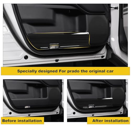 JYCDC Compatible with 2025 Toyota Land Cruiser Stainless Steel Door Protection Panel 2024 Prado LC250 to Protect Your Door Trim Panel (Black)