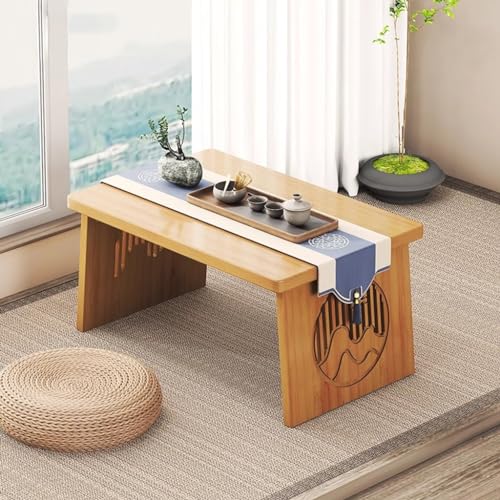 Table de sol multifonctionnelle style japonais en bois naturel