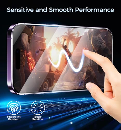 Image of MAGIC JOHN 2 Pack for iPhone 14 Pro Max Screen Protector, Shatterproof Tempered Film, Bubble Free & HD Clear, Easy Installation