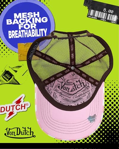 Image of Von Dutch Monogram Trucker Cap - Retro Snapback Cap for Men and Women - Adjustable Snap Fit Panel, Mesh Rear, Curved Bill