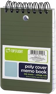 Top Flight Poly Cover Memo Book 3x5 in Top Wire Color Will Vary (Pack of 4)