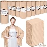 Xtinmee 50 Pack Pashmina Shawl and Wrap Bulk Cashmere Scarf for Guest Wedding Favor Gifts Bridal Baby Shower Birthday Party (Light Coffee,Floral)