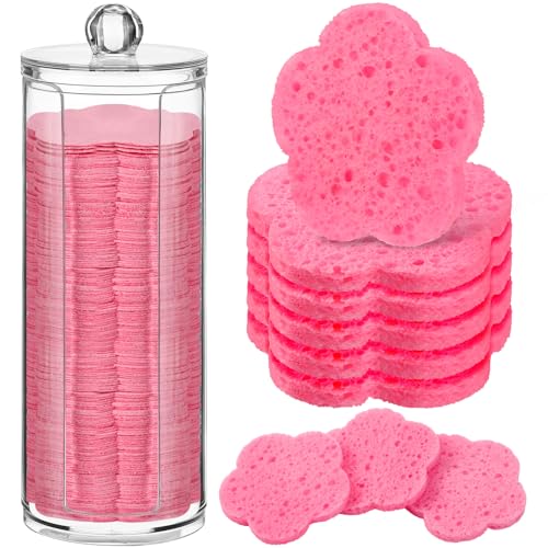 Sieral 120 Pcs Compressed Facial Sponges, Flower, Pink