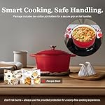 Overmont 5.5QT Enameled Cast Iron Dutch Oven with Lid Cookbook Heavy-Duty Casserole with Dual handles for Braising, Stews, Roasting, Bread Baking - Image 5