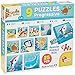 Lisciani - Carotina Baby - Coffret de 9 Puzzles Progressifs Les Animaux Marins - Jeu éducatif pour enfants à partir de 1 an - 58457
