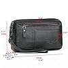 Men Clutch Bag Leather Wrist Purse for Men Women Travel Outdoor Business Organizer Wristlet Strap Pouch Coin Money Wallet Handbag Daypack Coffee #3