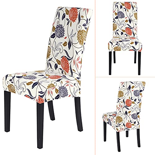 Image of SearchI Dining Room Chair Covers Slipcovers Set of 4, Spandex Super Fit Stretch Removable Washable Kitchen Parsons Chair Covers Protector for Dining Room,Hotel,Ceremony(Flower Pattern7)