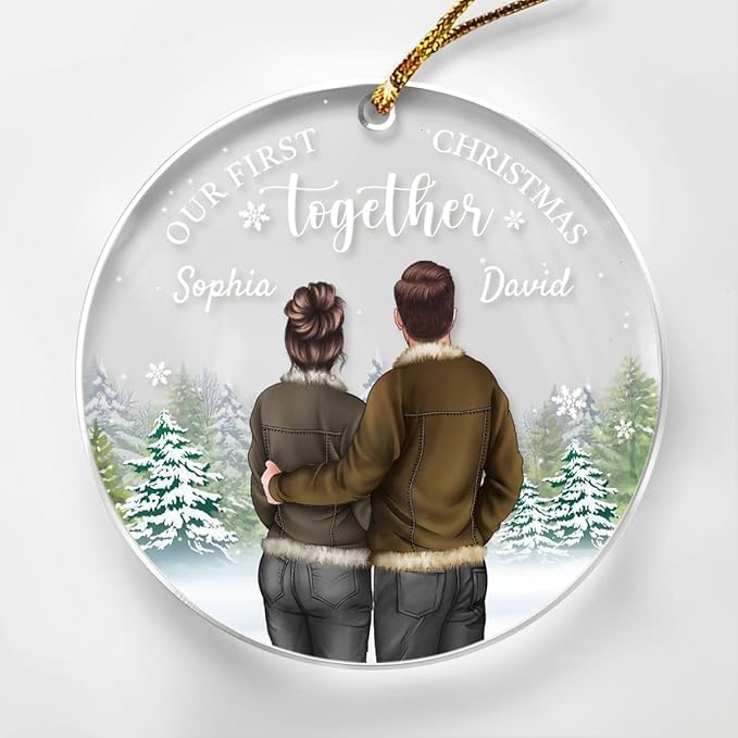 Personalized First Christmas Together Ornament Couple Christmas Acrylic Ornaments Keepsake Gifts for Couples Boyfriend Girlfriend Hanging Xmas Tree Decorations Couple 1