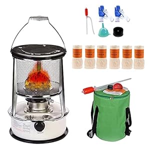 Convectie Kerosine Ruimteverwarmers Kachel voor binnen Buiten Camping, Niet-Elektrische Kachels, Verstelbare Vlam Draagbare Kerosine Kachel Brander Rookvrij, 10000 BTU, 4.6L Kerosine Heater