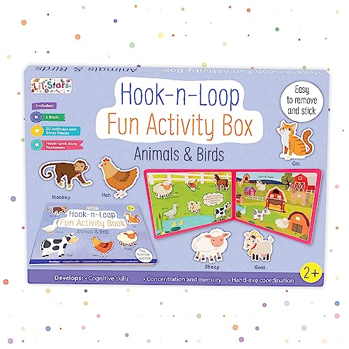 Image of Hook n Loop Fun Activity Box | Velcro Books | Montessori Activity | Busy Book | for 2+ Years Kids - Explore Animals & Birds through Interactive Play