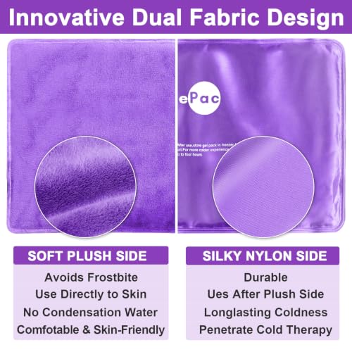 Image of AiricePac Extra Large Gel Flexible Back Ice Packs for Injuries Reusable, 11 inchx 20 inch Cold Compress Therapy Wrap for Knee Leg Neck Shoulder Hip Back Pain Relief, Swelling, Bruises, Surgery, Purple