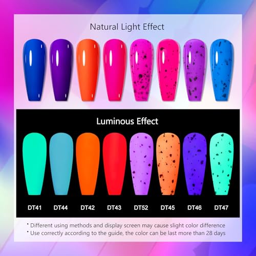 Set 8 piezas esmaltes de gel neón brillan en la oscuridad miniatura 6