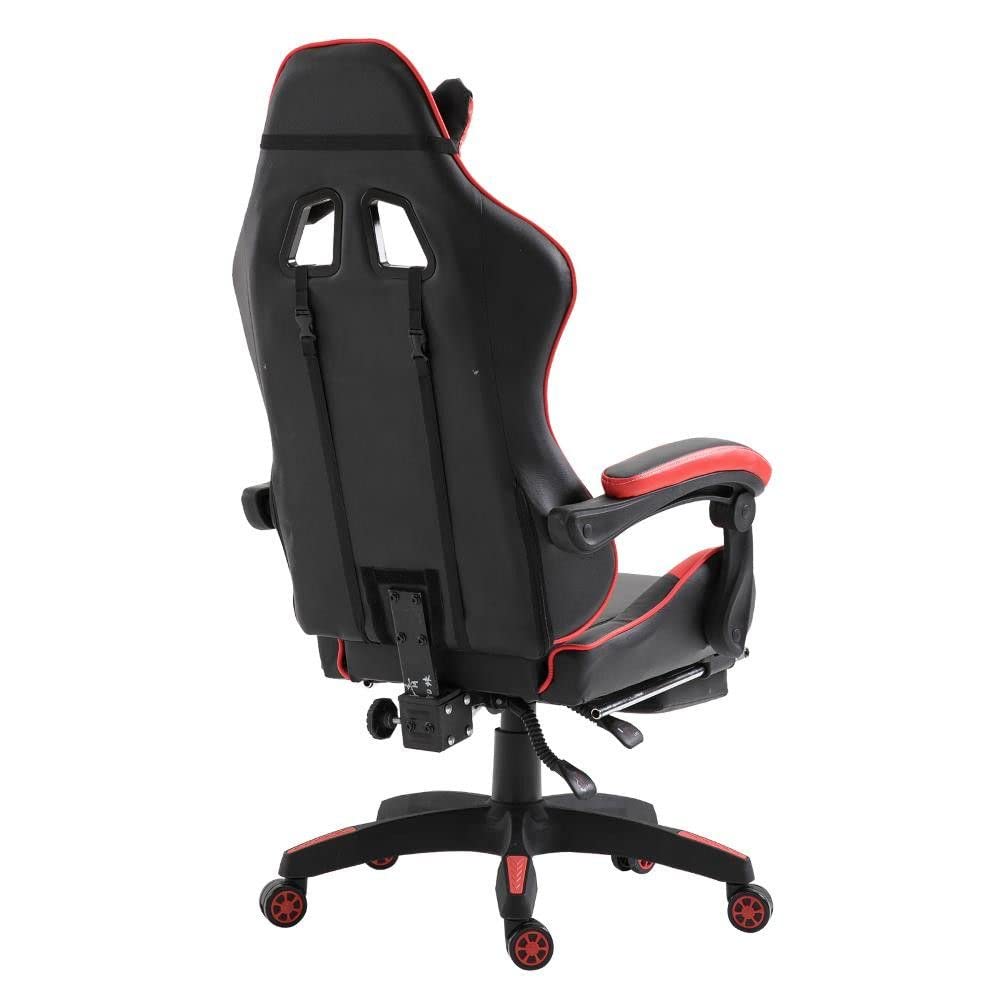 Cribel Poltrona da Gaming Racing Omega con poggia piedi, in similpelle, 3 colorazioni disponibili (Nero/Rosso), 61x51x120/130 cm