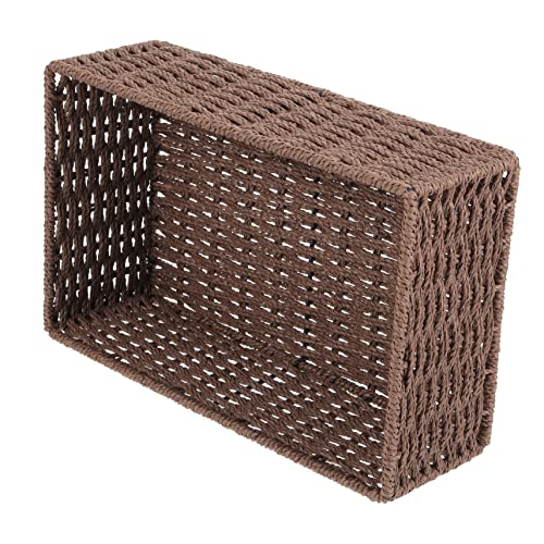 IMIKEYA Cesta de Almacenamiento Tejida de Cuerda de Papel Tamaño Mediano Cesta Organizadora Multifuncional Color Café para Escritorio y Hogar para Organizar Dormitorios y Oficinas