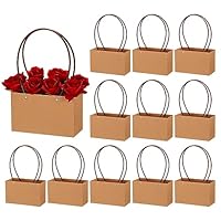 PATIKIL Flores Regalo Caja, 12uds Papel Ramo Flores Regalo Bolsa Con Manija Rectángulo Metal Cadena Mano Bolso Para Floristería Boda Fiesta Cumpleaños Día Nupcial Ducha, Negro