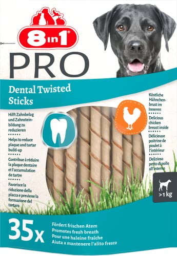 8in1 Pro Dental Twisted Sticks - gesunde Kaustangen für Hunde zur Zahnpflege, 35 Stück