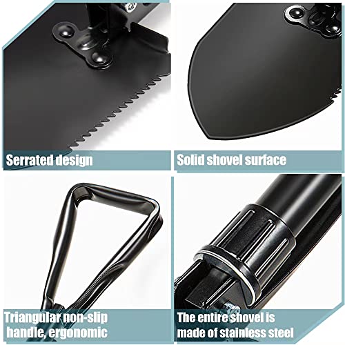 Tiomues High Carbon Steel Camping Shovel, Folding Design, Multifunctional Folding Shovel, Outdoor Camping Emergency Survival Shovel, For Backpacking, Unarmed Ditch Digging, Car Emergency Shovel #TOP4