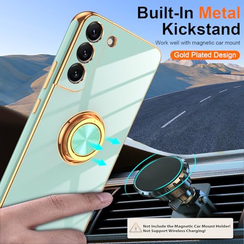 Coque S22 Plus avec Protège-Écran | Protection Antichoc Or et Vert Clair - 7