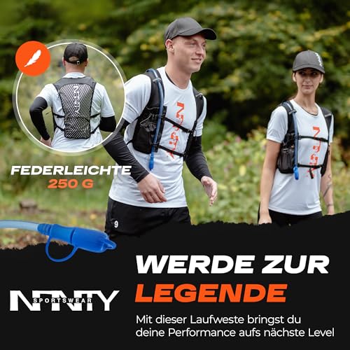 Infinity Laufweste Damen & Herren [5L] – Trinkrucksack für Marathon & Trailrunning-Trinkweste - Maximale Hydration beim Laufen | Laufrucksack-Weste mit Wasserblase, Jogging-Zubehör, Lauf-Trinkgürtel
