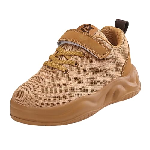 Zapatillas deportivas para niños, con panel de malla transpirable, ligeras, atléticas, para correr, caminar, para niños grandes y pequeños, 03 Marrón, 33 EU