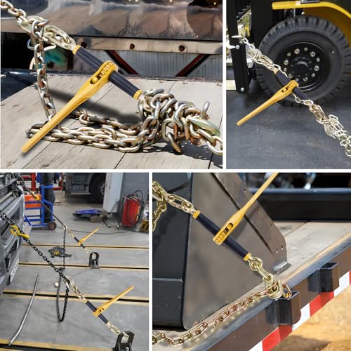Image of 3 /8-1 /2 inch Ratchet Load Binder G70 9200Lbs for Flatbed Trailer, 4Pk | G70 steel binder, 9200lbs working load, grab /slip hooks, zinc-dichromate rust-proof, secures cargo on flatbed /trailer, 4pk