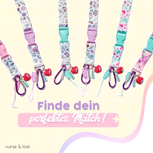 Nurse is Love - Schlüsselband Krankenschwester, Lanyards Zum Umhängen Schere, Umhängeband Schlüssel, Ausweishalter - mit Clip Und Karabiner, Schönes Kartenhalter Nurse Accessories