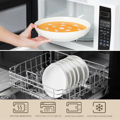 Miniatura 4 de Malacasa Cuencos De Pasta De 8.75 , 6 Piezas 1250ml Tazón De Porcelana Para Ensalada De Pasta, Tazón De Fuente Grande De Cerámica Blanca Para Ensalada, Sopa, Pasta Y Frutas