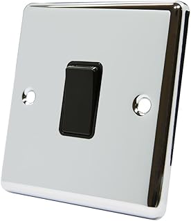AET CPC1GSWIBL Polished Chrome Classical Black Insert Plastic Rocker Switch-10 Amp Single 1 Gang 2 Way Light Switch, 240 V