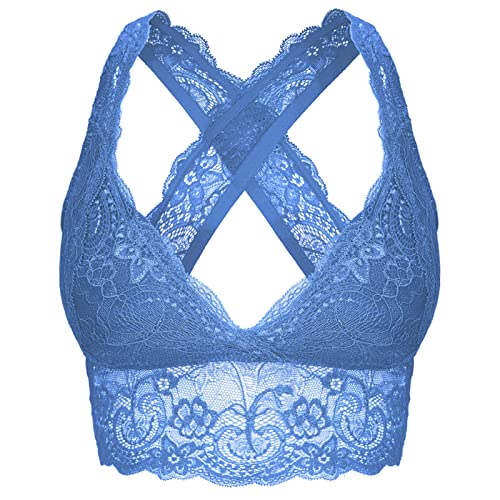 Bralette de encaje SHEKINI sin aros y acolchado que realza tu comodidad diaria en azul claro