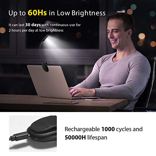 Rechargeable Book Light up to 60 Hours Reading, TOPELEK 7 LED Reading Light with 3 Brightness x 3 Color Temperature, Easy Clip On Reading Lamp for Night Reading in Bed for Bookworms, Kids - Thumbnail 7