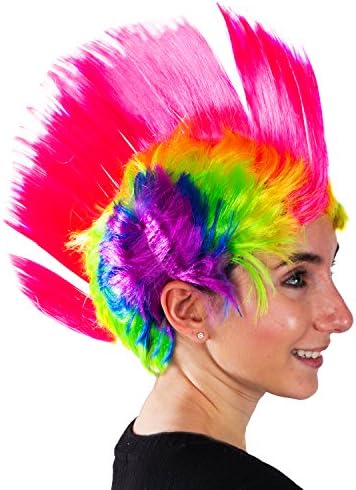 Funny Party Hats Rainbow Mohawk Wig - Groovy Rainbow Mohawk Wig C...