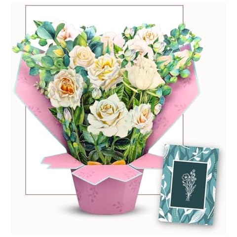 eGoHi Ivory Roses Paper Flower Bouquet Card Cover