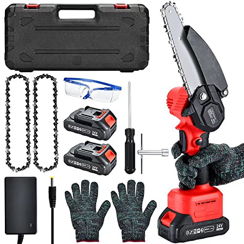 Mini Chainsaw,6 inch Electric Chainsaw Cordless, Handheld Saw for Small ...