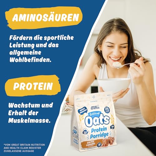 Applied Nutrition Protein Porridge Critical Oats - Whey Protein Mischung mit Vollkorn-Hafer & ISO-XP Proteinisolat, Aminosäuren, Einfaches Mischen (600g, Golden Syrup)