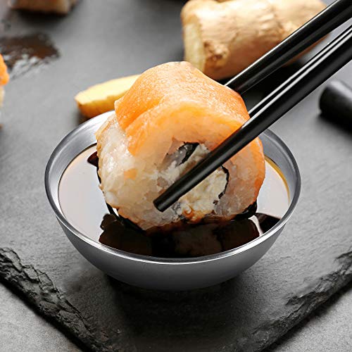 Amytalk 8 Pack 3.5Inch Stainless Steel Sauce Dishes Mini Individual Saucers Bowl Round Seasoning Dishes Sushi Dipping Bowl Appetizer Plates, Sliver #TOP2