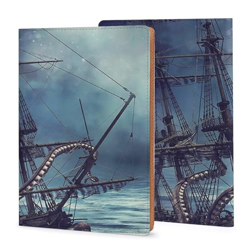 Notebook sleeve A5 rechargeable en cuir PU résistant motif pieuvre 32K