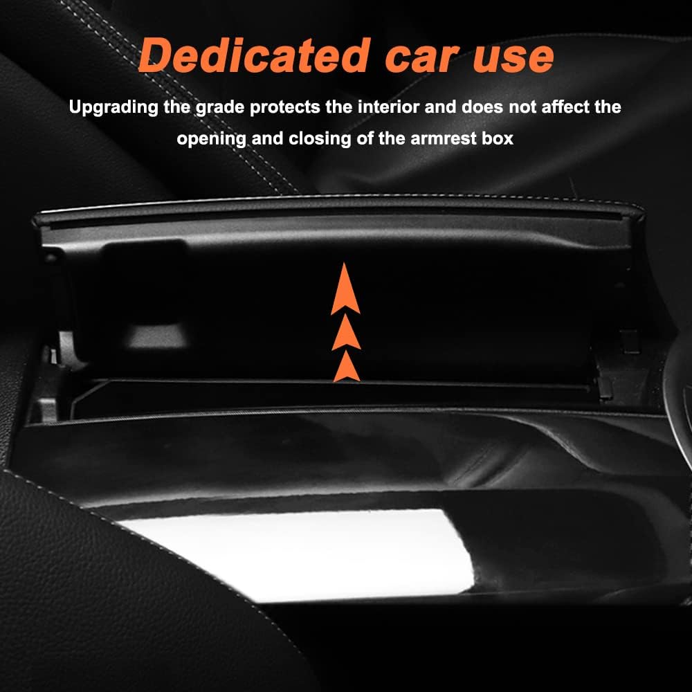 Center Armrest Box Trim Cover ABS Compatible with Mercedes-Benz Mercedes C Class W205 / GLC-Class X253 2015-2022 Console Box Protective Cover (Piano Black 2Pcs)